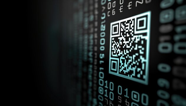 QR code with digital background.