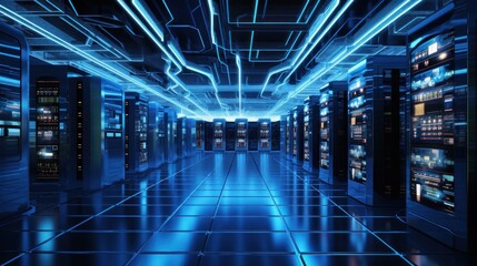 Obraz premium Futuristic IT Server Room