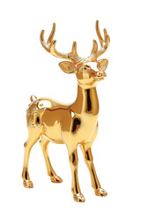 golden deer statue isolated on transparent background