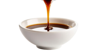 Soya sauce in a bowl. isolated on a transparent background.