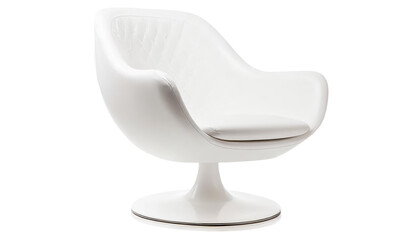 White modern armchair isolated on transparent background.