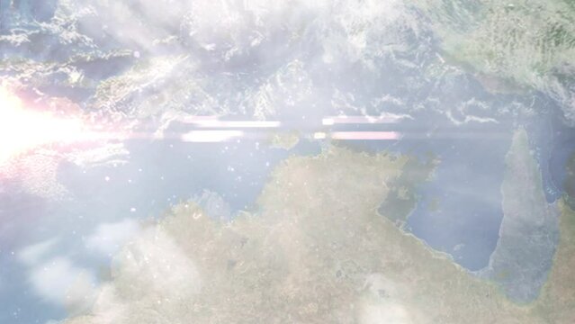 Zoom in from space and focus on Palmerston, Australia. 3D Animation. Background for travel intro. Elements of this image furnished by NASA.