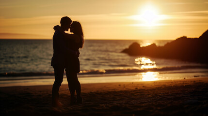 Couple Getting Engaged at the Beach During Golden Hour