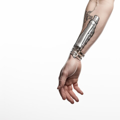 Fototapeta premium Integration of advanced technology into a human arm,