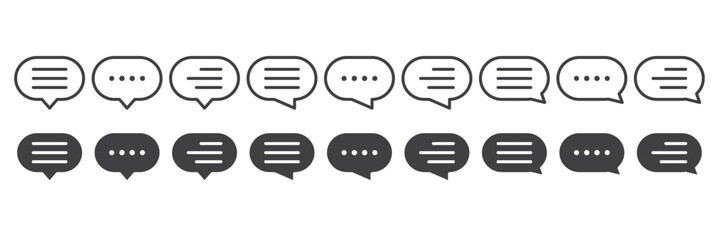 Simple set of chat bubbles icon vector illustration. Online text message, communication icons, talk bubble, dialog. Web icon set. Online communication. Conversation, SMS.