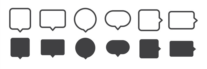 Set of chat bubbles vector icon. Chatting icons in line styles. Communication icons. Talk bubble, dialog. Web icon set. Online communication. Conversation, SMS, Notification, Group Chat. 
