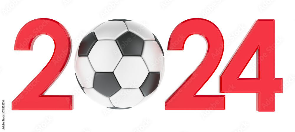 Poster soccer 2024, concept. 3d rendering isolated on transparent background