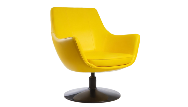 Yellow office chair isolated on transparent background.