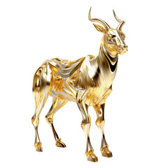 golden deer statue isolated on transparent background