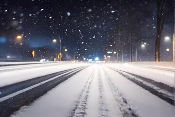 Fototapeta na wymiar snow covered road in winter