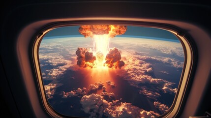 A nuclear explosion seen from the International Space Station - obrazy, fototapety, plakaty