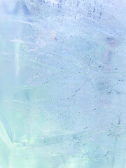 Soft blue ice with bubbles
