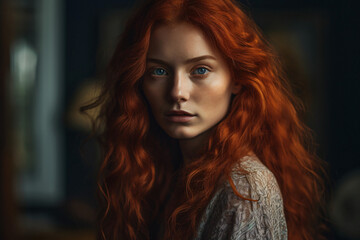 Fototapeta premium portrait of a woman with red hair