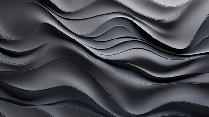 Fototapeta premium Abstract smooth waves, curves and lines as dark grey soft background textured pattern, silk, satin, fabric as modern business design with 3d effect