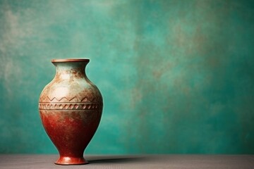 Greek style old vase in ruby and mint colors
