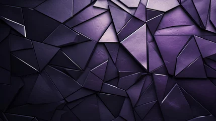 Fotobehang Closeup of purple geometric polygons of triangles stones, modern architectural mosaic design in layers, 3d effect, background texture, business web © Gertrud