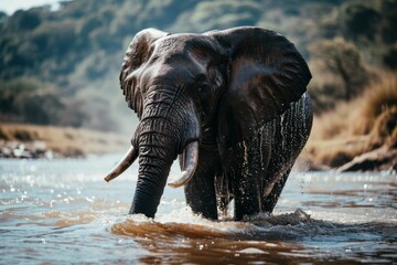 Beautiful elephant in water