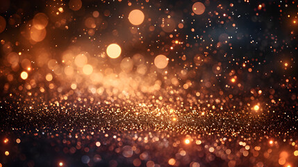 Copper and coffee brown blurred bokeh abstract background with glitter lights and sparkle, perfect for holiday cards or party banners. - obrazy, fototapety, plakaty