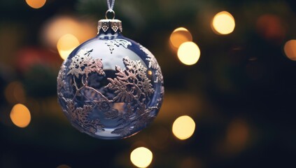 Fototapeta na wymiar christmas ball ornament hanging on a branch
