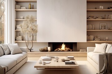 contemporary living space with white furniture