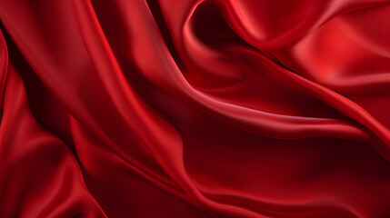 Fototapeta premium Elegant red satin fabric background, luxurious silk texture and vibrant color for art design and fashion concepts