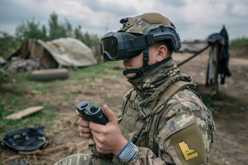 Fototapeta premium Battlefield Innovation: FPV Drone Operator