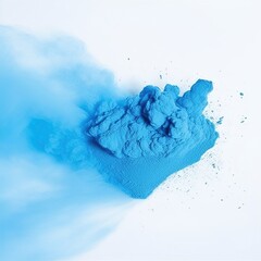 Blue powder explosion on white background