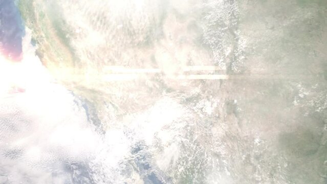 Zoom in from space and focus on Payson, Arizona, USA. 3D Animation. Background for travel intro. Elements of this image furnished by NASA.