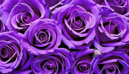 Bunch of purple roses macro close-up 