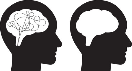 Thinking Man Icon. man thinking with question marks. Question mark in the thought bubble. Human emotion, facial expression, feeling concept illustration in vector