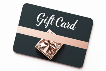 Dark pink and gray gift card with ribbon and bow