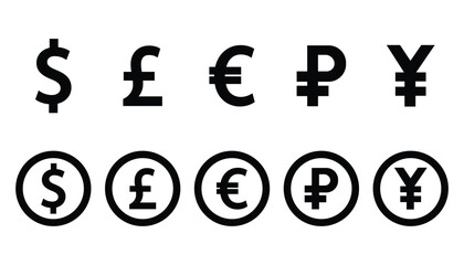 set of money symbols vector - obrazy, fototapety, plakaty