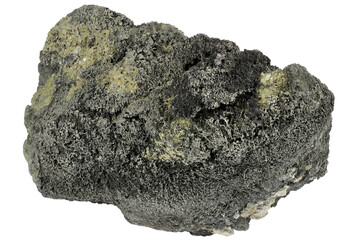 native silver on arsenic from Hartenstein, Ore Mountains, Germany isolated on white background