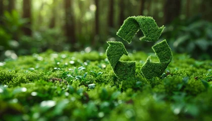 Foto op Plexiglas a green recycling logo meaning a good nurtured business ecosystem generative ai © Krisana