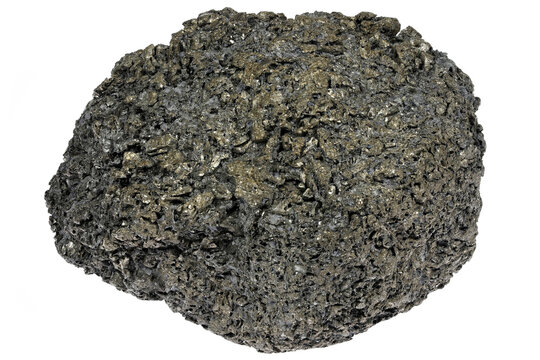 native bismuth from Niederschlema, Ore Mountains, Germany isolated on white background