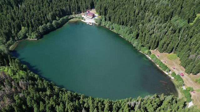 An aerial view of Savsat Karagol in Artvin, Turkey.