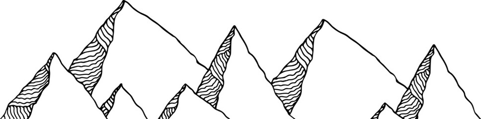Mountain peaks isolated on white background. Abstract mountain landscape. Vector illustration.