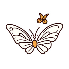 cute  butterfly  Line art drawing style. Black linear sketch isolated on white  background. Vector illustration. Generative AI