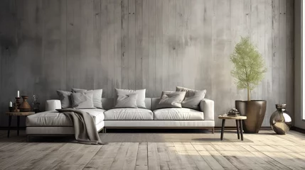 Fotobehang neutral grey floor background illustration modern minimalist, industrial sleek, chic elegant neutral grey floor background © vectorwin