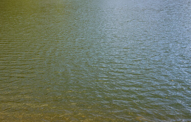 Texture of contaminated river water. The consequences of pollution sources