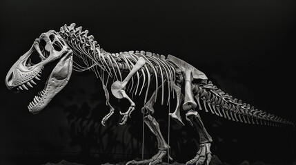 T rex dinosaur skeleton negative space silhouette illustration
