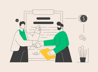 Promissory note abstract concept vector illustration.