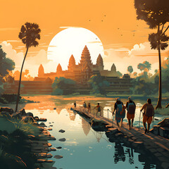 travel to Cambodia illustration (generative AI)