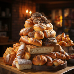 assortment of baked bread