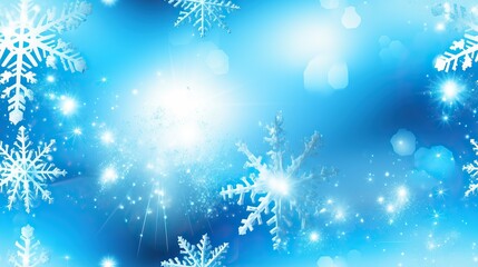 Fototapeta na wymiar Seamless abstract background template in light blue color. Large snowflakes on a bright blue background