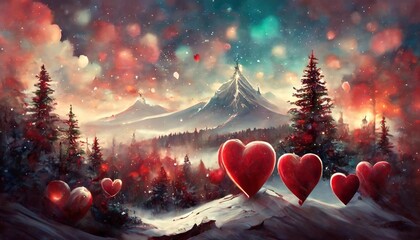 valentine day and christmas background blurred word love for valentine day and merry christmas - obrazy, fototapety, plakaty