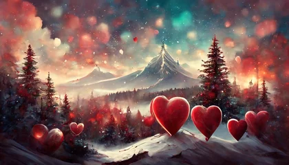 Fotobehang valentine day and christmas background blurred word love for valentine day and merry christmas © Claudio