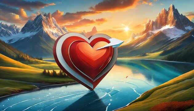 heart with arrow sticker 3d