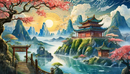 Fotobehang Chinese style fantasy scenes. © netsay