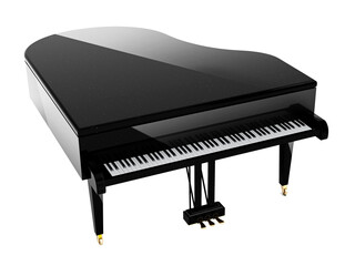 Generic grand piano isolated on transparent background. Transparent background. 3D illustration. 3D illustration